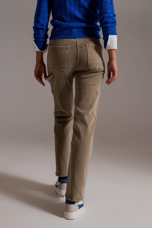 Straight Leg Cargo Pants in brown beige - Szua Store