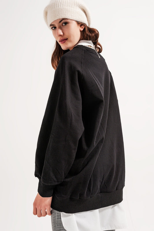 Super oversized sweatshirt with seam detail in black Szua Store