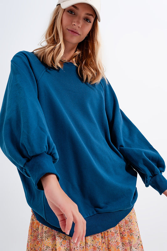 Super oversized sweatshirt with seam detail in blue Szua Store