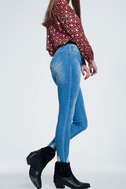 Super skinny jeans with wear detail and cut in ankles Szua Store