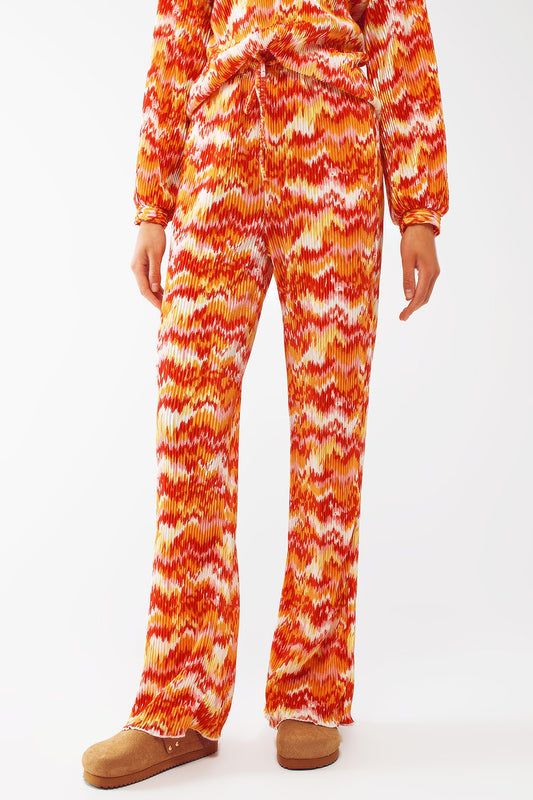 Textured Straight Leg Pants in Abstract Print - Szua Store