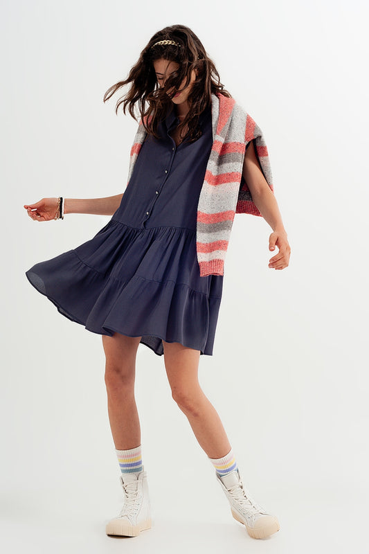 Tiered hem shirt dress in grey Szua Store