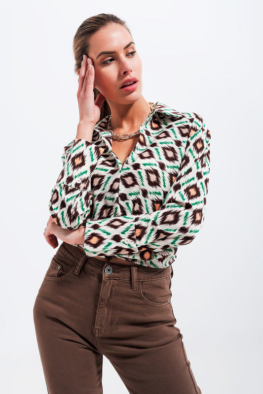 Twist front cropped shirt in green Szua Store