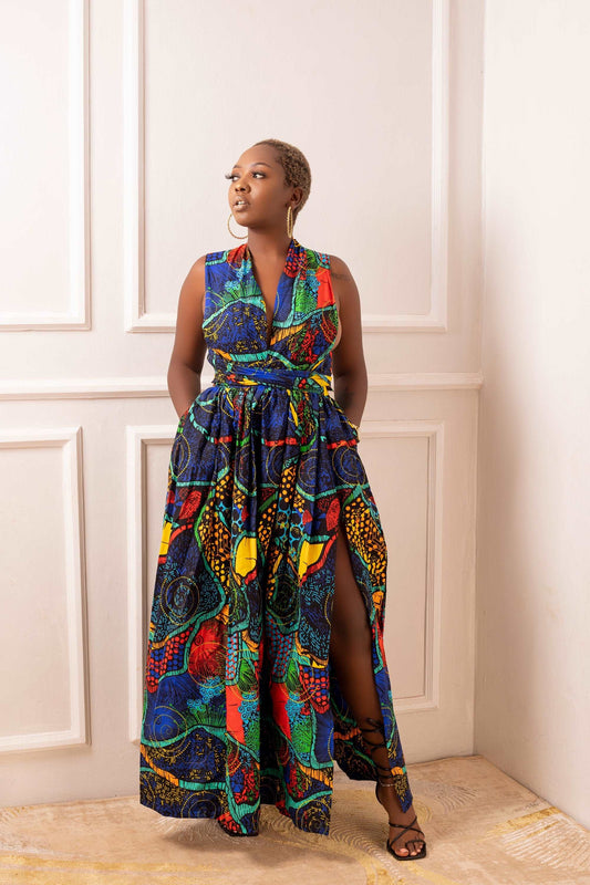 African Print Maxi Dresses  ELLA Infinity Africant Print Maxi Dress –  LAVIYE