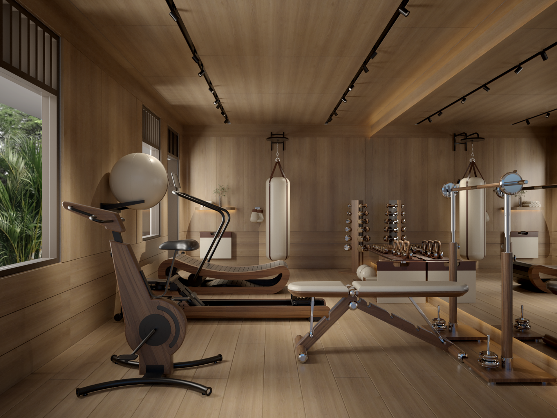 Luxury home gym designed by cycling bears