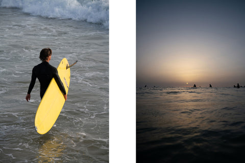 Valerio surfing in Fonte da Telha, Portugal for "By Any Means" series by Alaïa Alpine Alternative