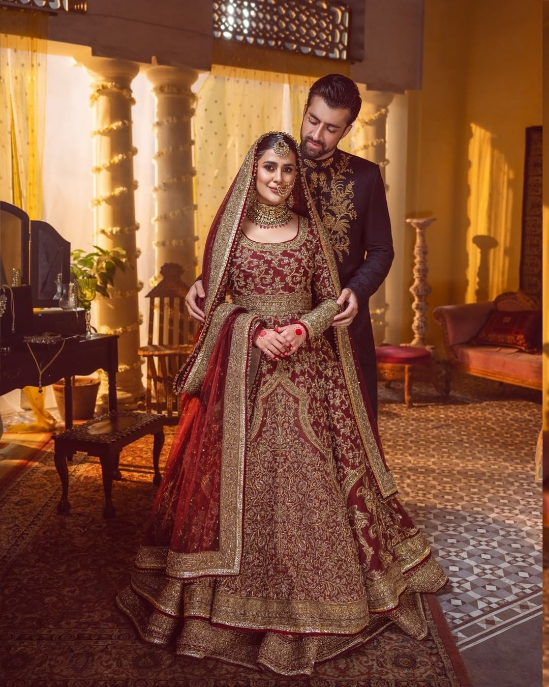 Embellished Pakistani Bridal Lehenga And Pishwas Dress ...