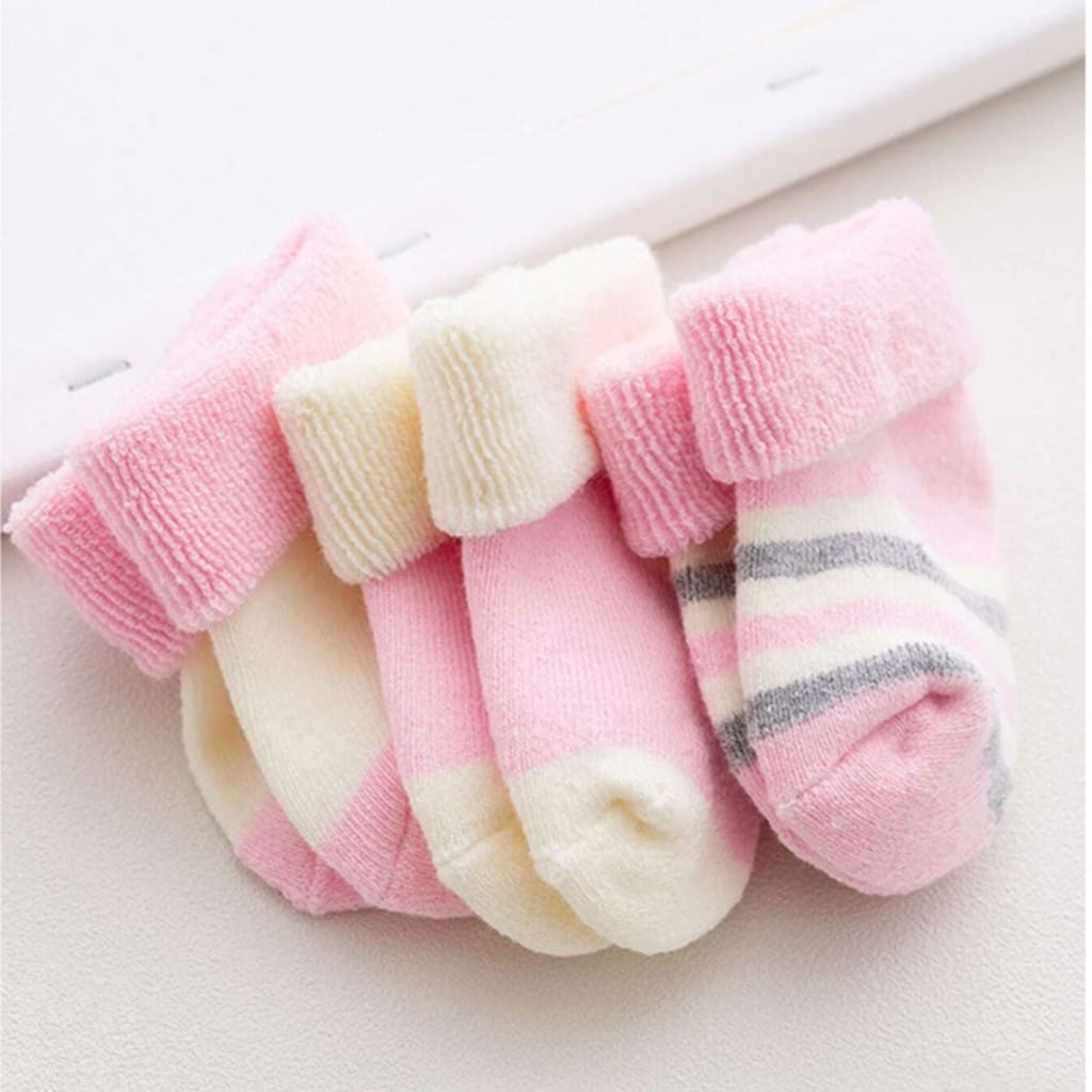 Set 3 pares de calcetines de algodón bebé tonos rosa 0 a 6 meses