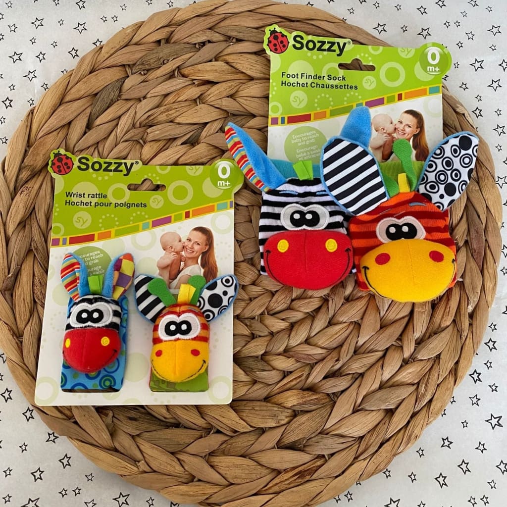 mundo buba - Set Calcetines y muñequeras sonajeros para bebé