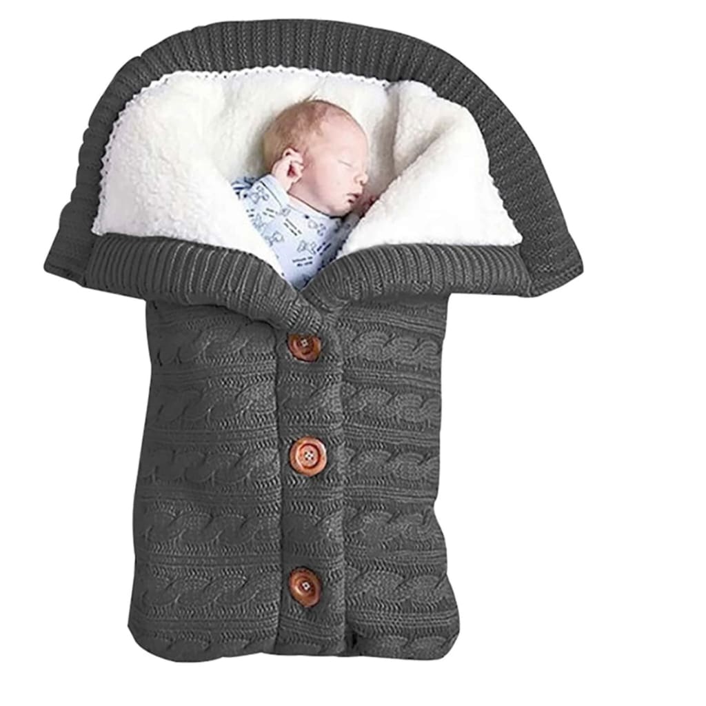 Saco de dormir tejido con chiporro para bebés color celeste – mundobuba