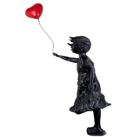 Balloon Bliss: The Banksy Sculpture with Holding Girl