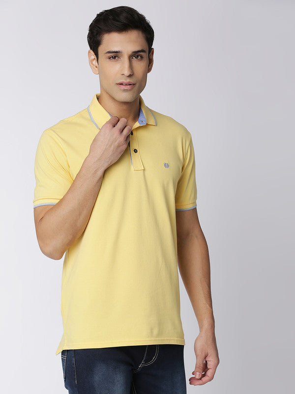 Custard Yellow Pique Lycra Polo T-shirt