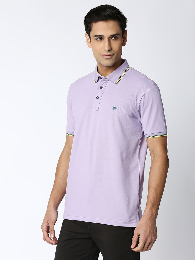 Lilac Pique Lycra Polo T-shirt