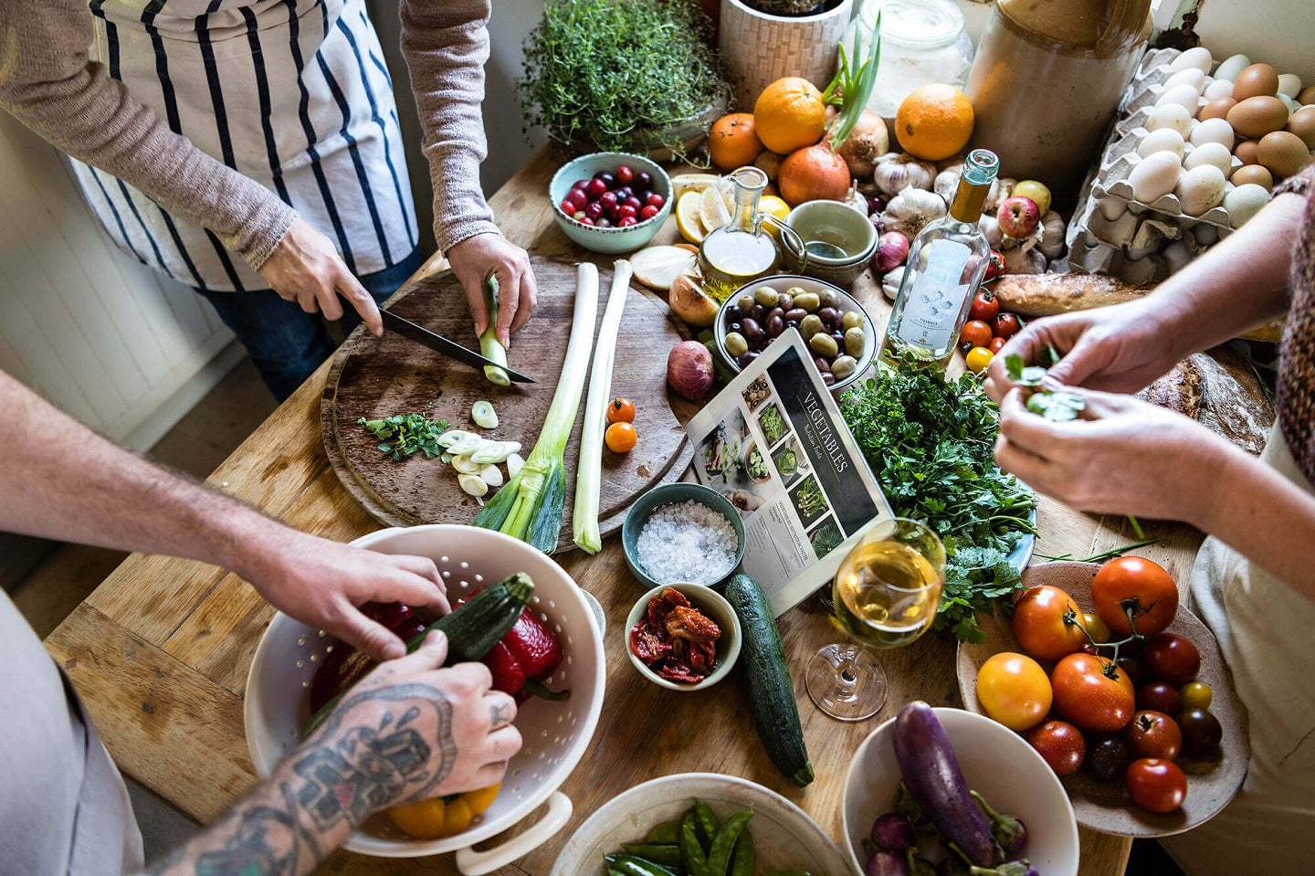 Family cooking together