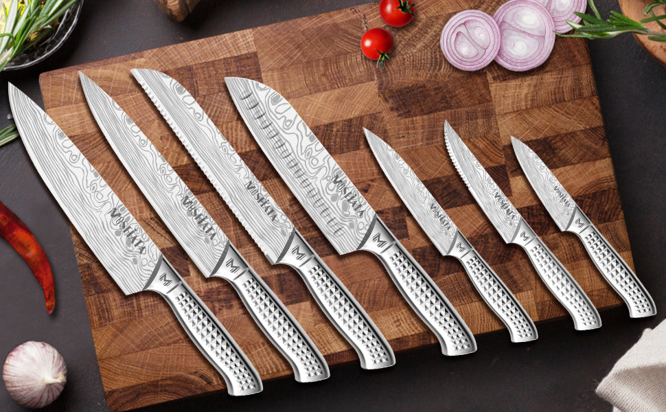 MOSFiATA Kitchen Knife Set, 17 Pieces Japan Stainless Steel Knife