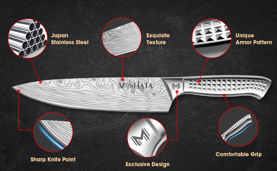 MOSFiATA 7 Piece Kitchen Knife Set, Ultra Sharp Knife Set with High Ca –  mosfiata