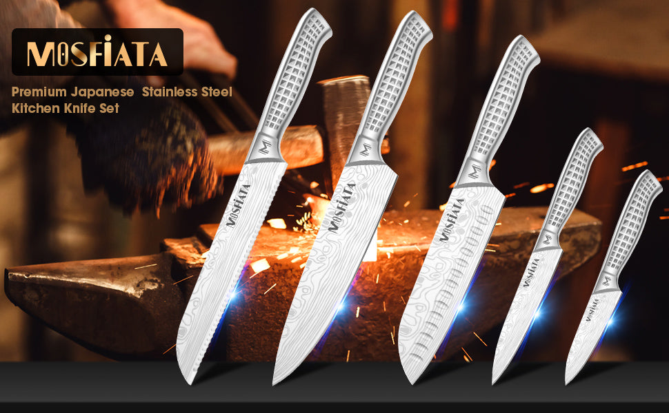 MOSFiATA Kitchen Knife Set-5Pcs, Professional Kitchen Chef's Knives with Ultra  Sharp Stainless Steel Blades, Bread Knife Cooking Knives Sets (silver)… -  Coupon Codes, Promo Codes, Daily Deals, Save Money Today
