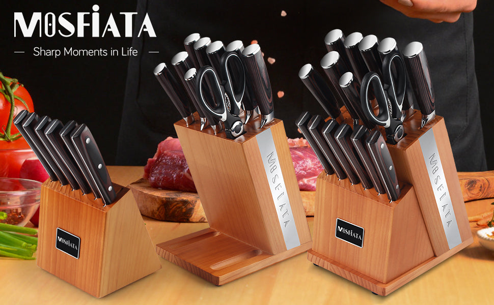 MOSFiATA 5 PCS Chef Knife Set, German High Carbon Stainless Steel Kitchen Knife  Set with Sharpener Rod，5PCS Blade Guard,Wood Handle Knives Set for Kitchen  with Gift Box - Yahoo Shopping