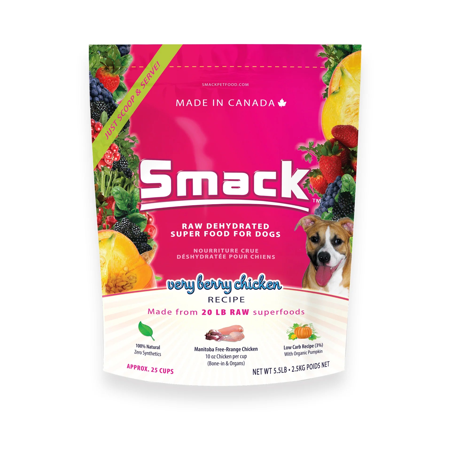 Smack Very Berry Chicken Raw Dehydrated Food for Dog