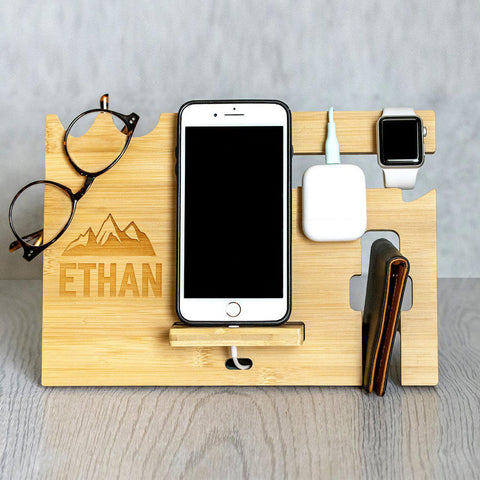 Buy Personalized Bamboo Charging Station and Desk Organizer
