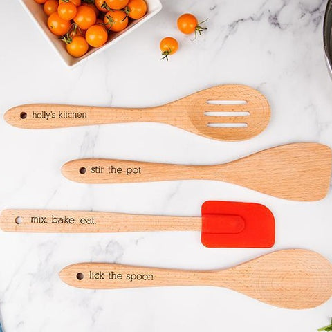 Buy Personalized Four-Piece Beechwood Utensil Set