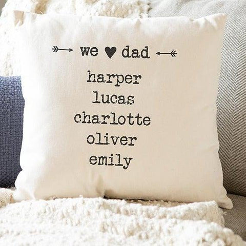 Buy Personalized Family Names Throw Pillow Cover for Dad - Farmhouse Style