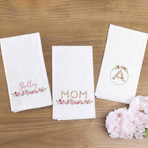 Buy Personalized Floral Tea Towels for Mom