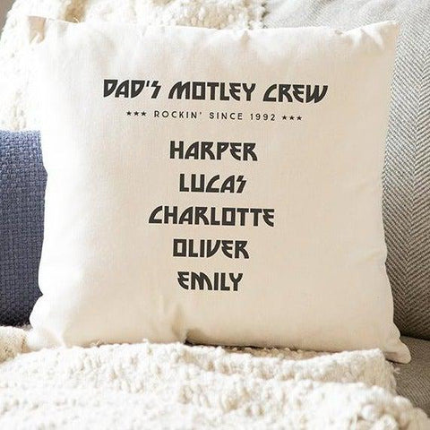 Buy Personalized Family Names Throw Pillow Cover for Dad - Motley Crew