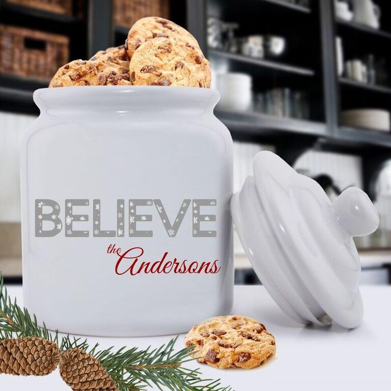 Personalized Holiday Cookie Jars - Believe