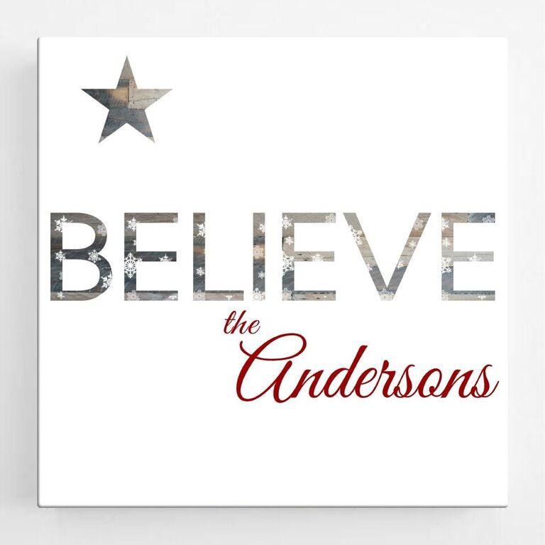 Personalized Christmas Canvas Sign - Believe