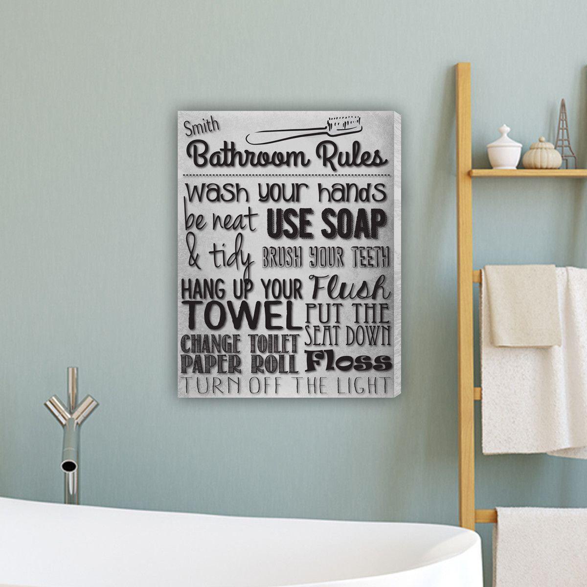 Bathroom Rules Personalized Canvas Print