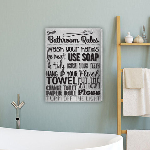 Buy Bathroom Rules Personalized Canvas Print 18