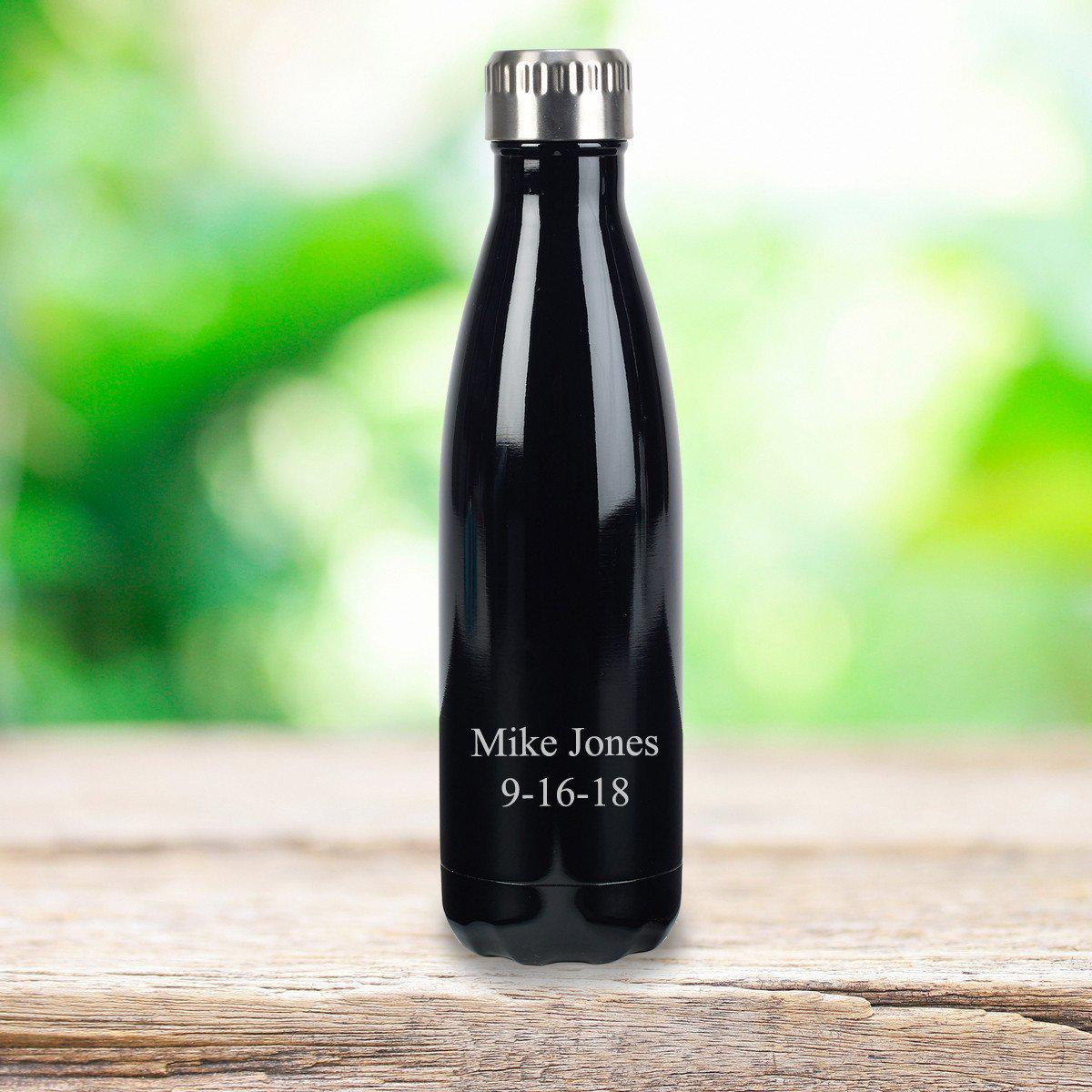 Personalized Black Stainless Steel Double Wall Insulated Water Bottle