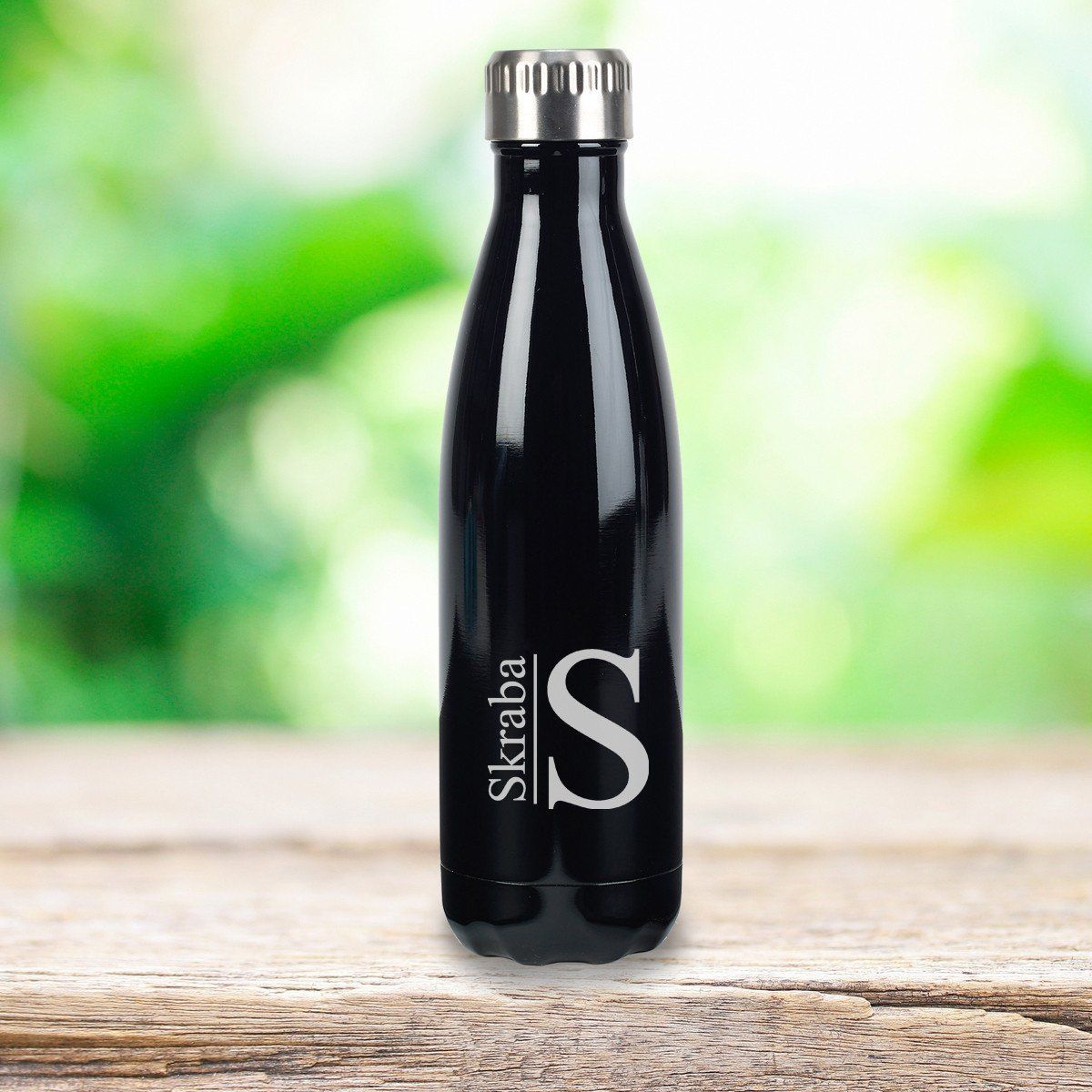 Personalized Black Stainless Steel Double Wall Insulated Water Bottle