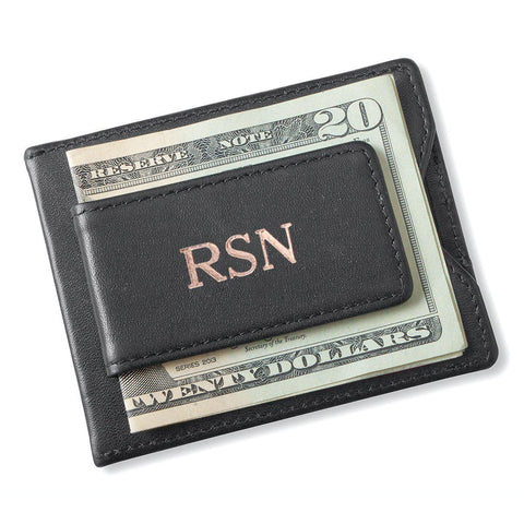 Buy Personalized Black Magnetic Money Clip Wallet