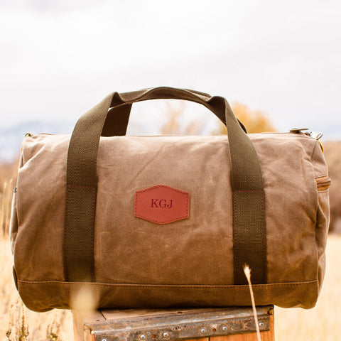 Buy Personalized Waxed Canvas Field Tan Duffle Bag