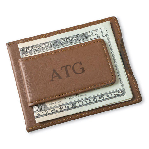 Buy Personalized Brown Magnetic Money Clip & Wallet