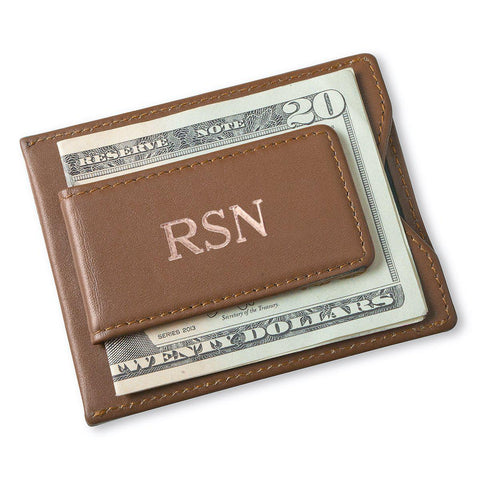 Buy Personalized Brown Magnetic Money Clip & Wallet