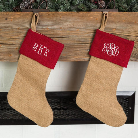 Buy Personalized Burlap Christmas Stockings