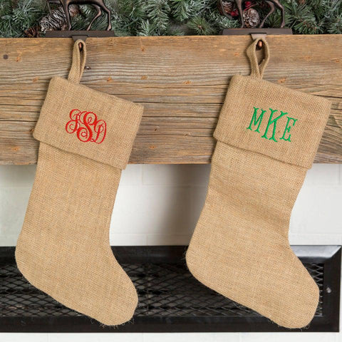 Buy Personalized Burlap Christmas Stockings