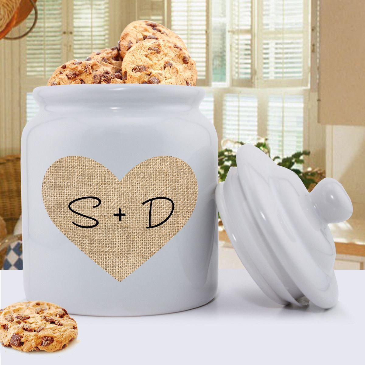 Personalized Couples Burlap Cookie Jar