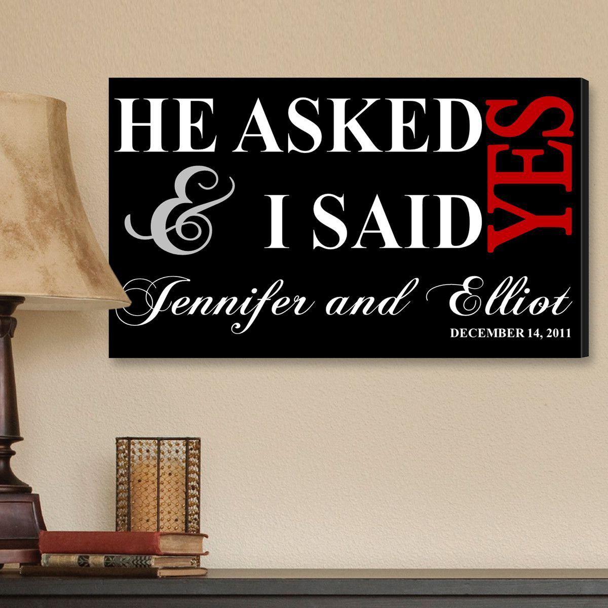 Personalized Couple Canvas Sign - He Asked