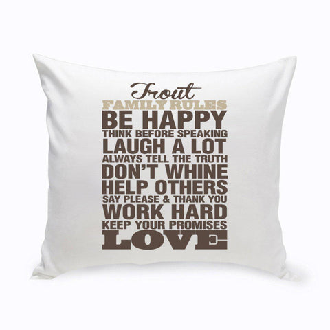 Buy Personalized Rustic Family Rules Throw Pillow (Insert Included)