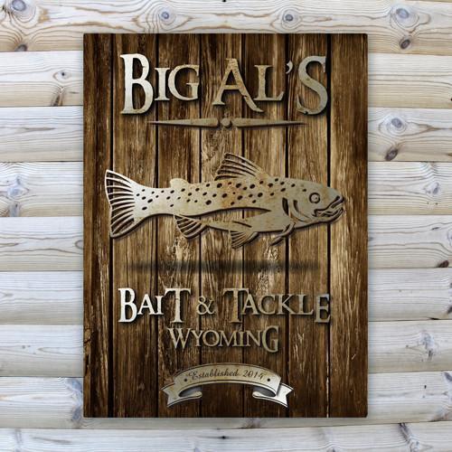 Personalized Rustic Wood Cabin Canvas Sign