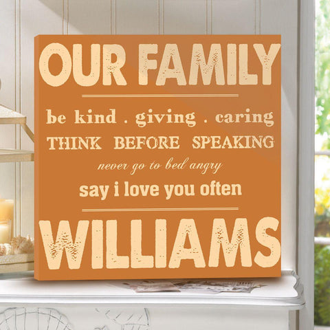 Buy Personalized Rules of Our Family Canvas Print