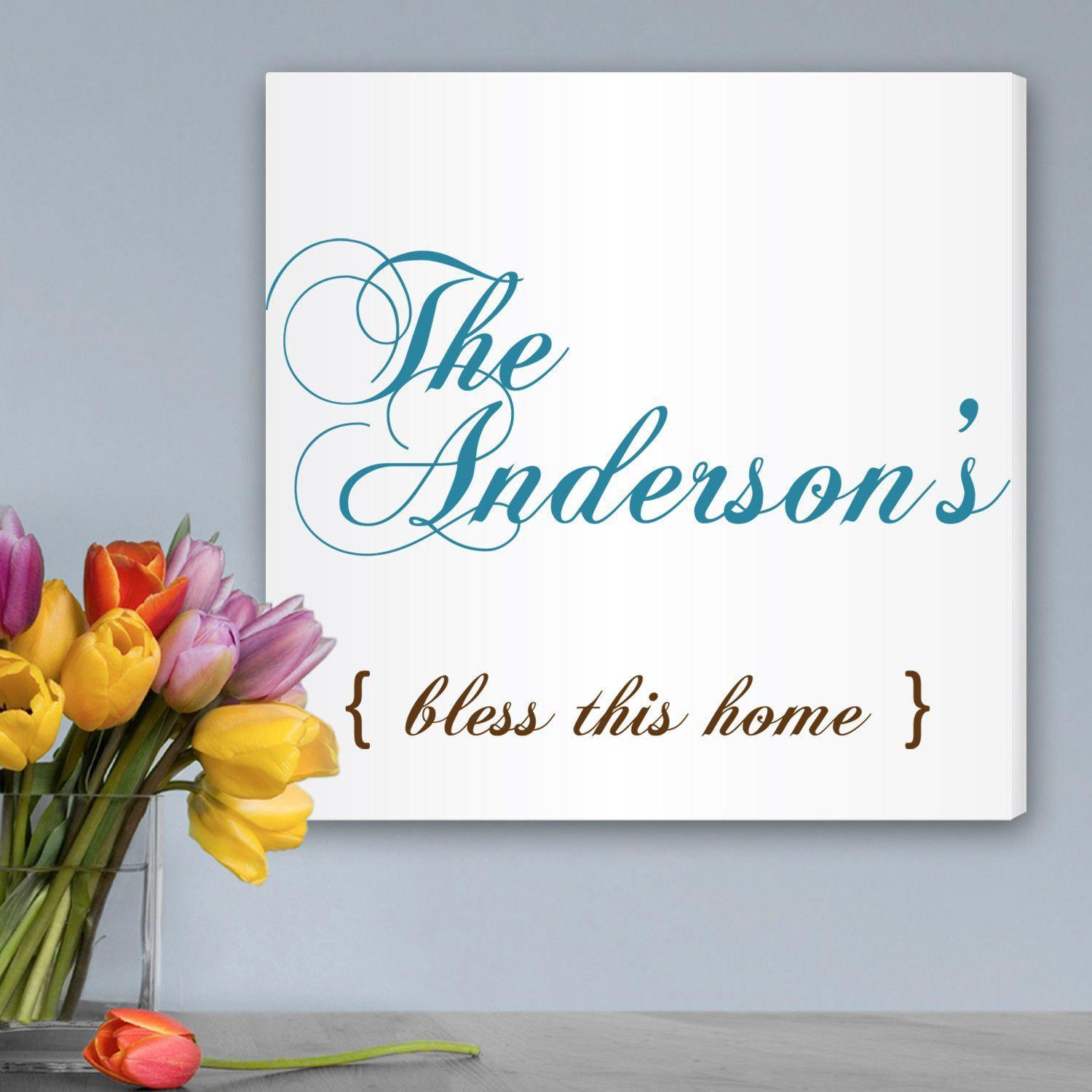 Personalized  Bless This Home Canvas Sign