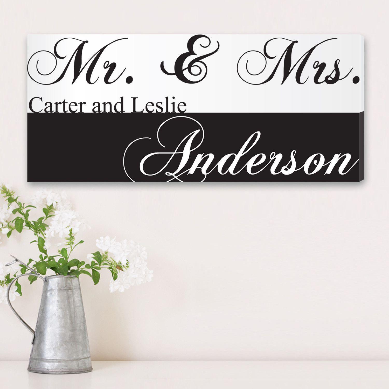 Personalized Mr. &amp; Mrs. Couples Canvas Sign