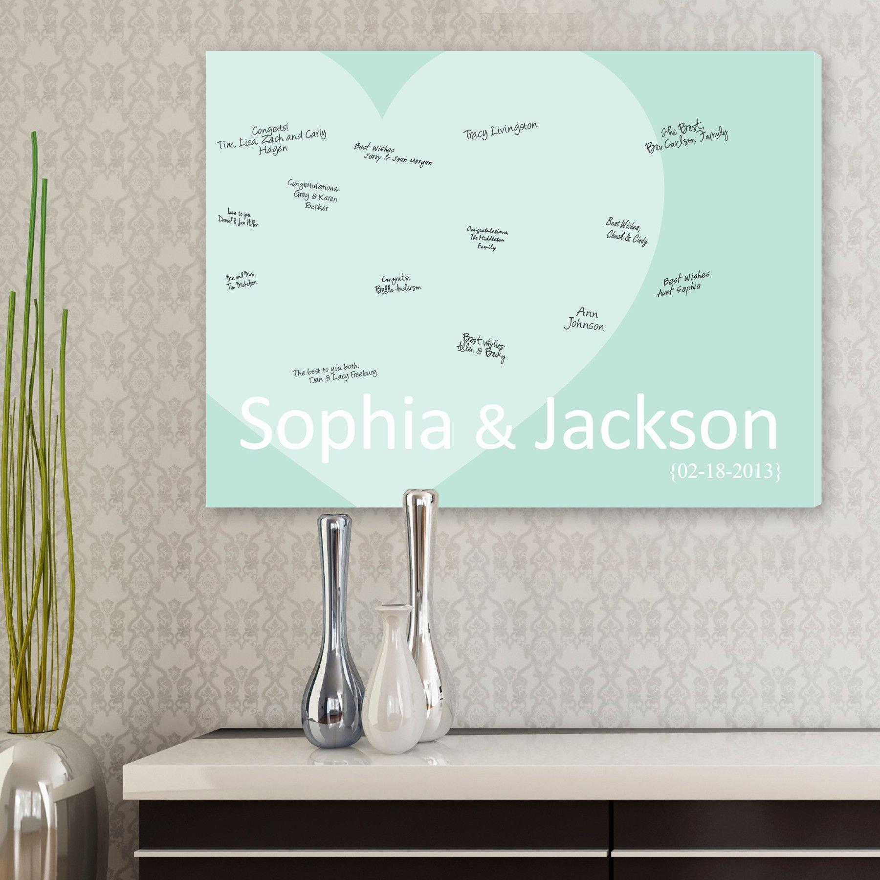 Personalized Guestbook Canvas - Seaglass Love