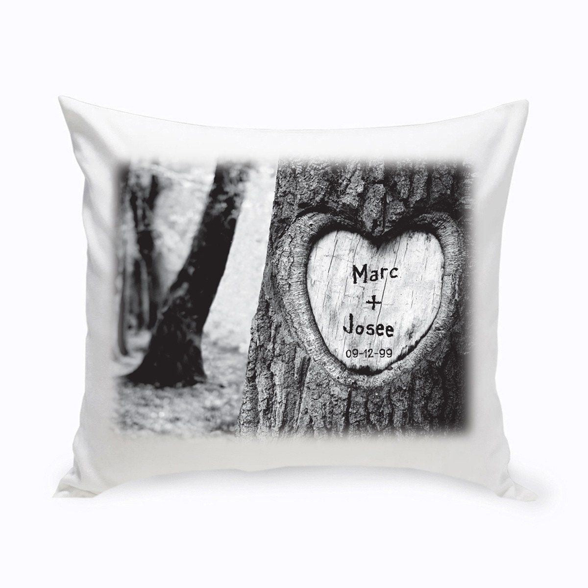 Personalized Everlasting Love Tree Carving Throw Pillow