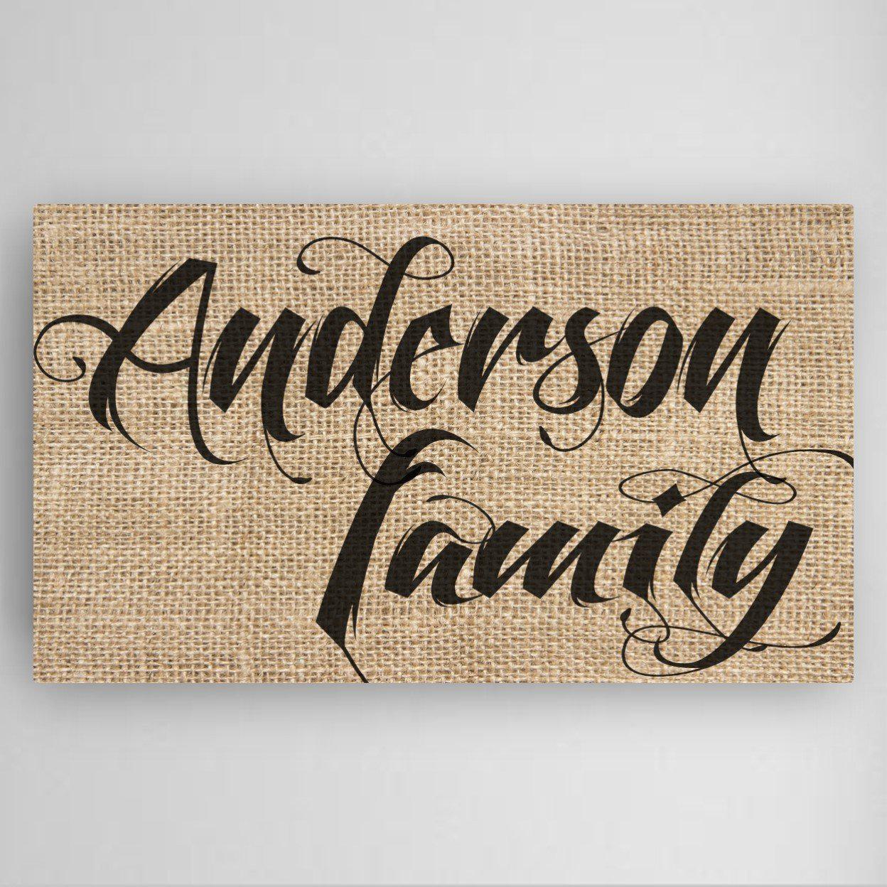 Personalized Family Name Canvas Sign